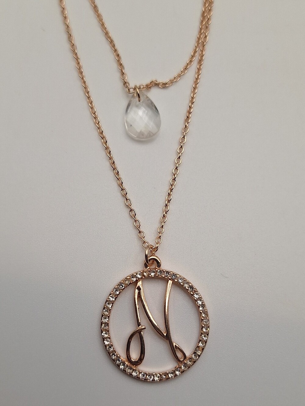 Gold-Tone Crystal Initial Pendant Necklace - Letter N